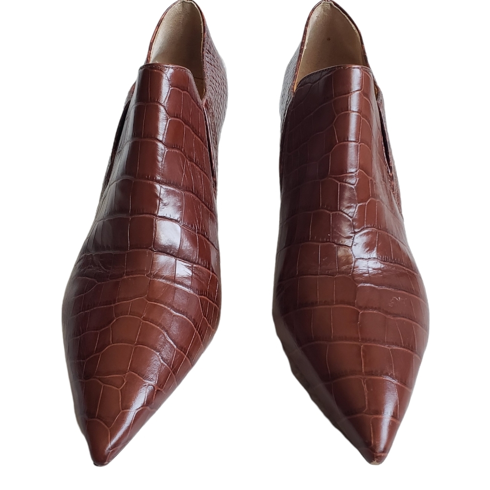 Tory Burch Size 9 Brown Georgina Crocodile Loafer Bootie